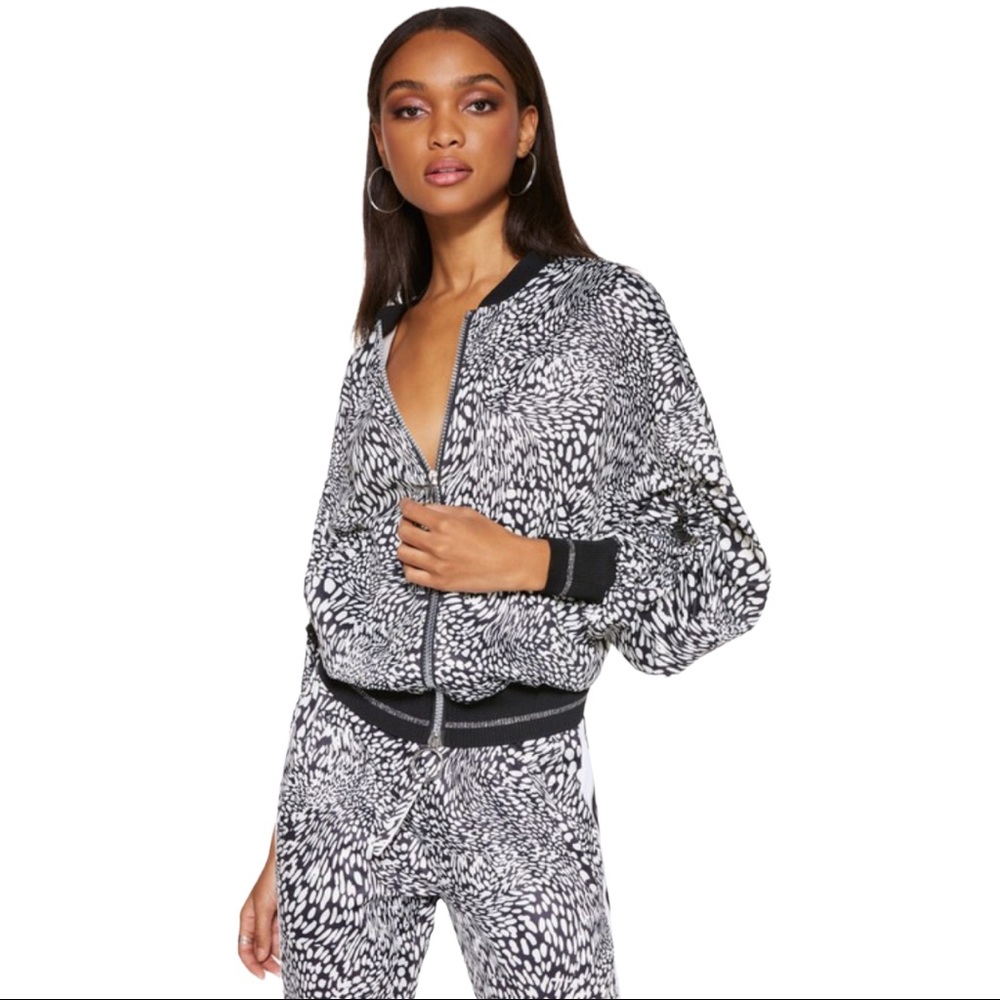 Ramy Brook Pamela Track Jacket in Black Leopard (S)